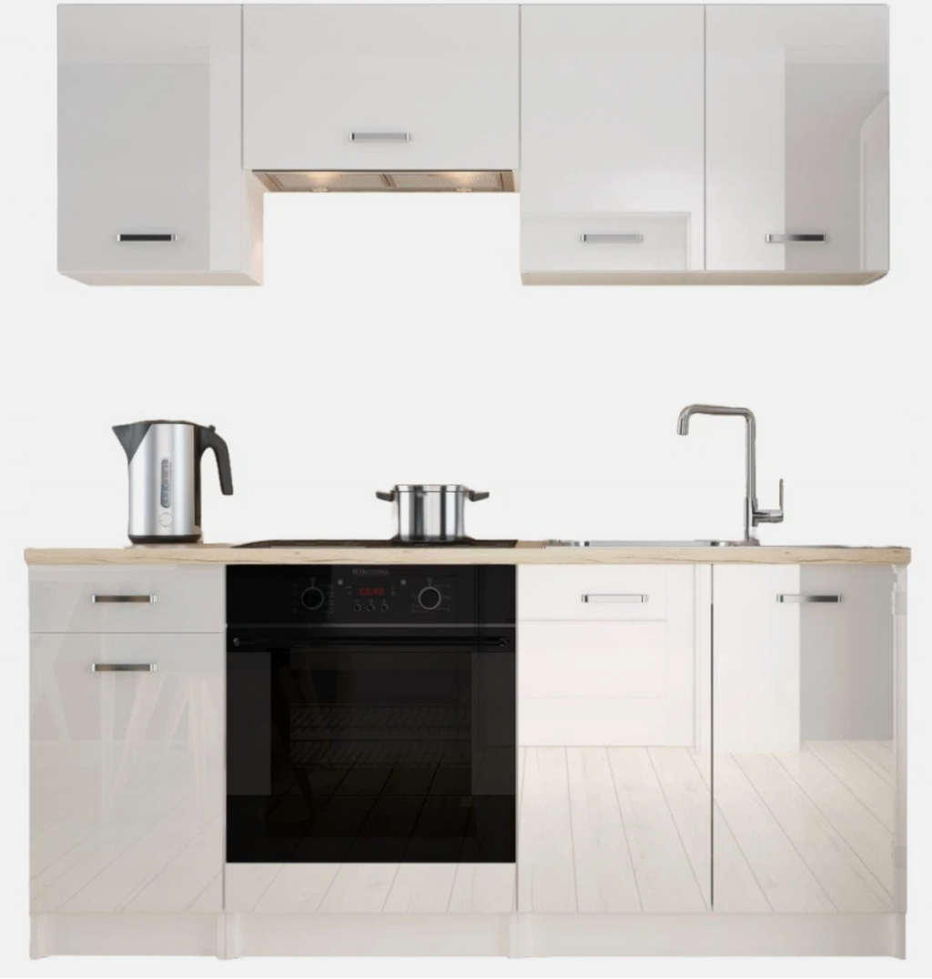 5-Piece Kitchen Cabinet Set, White Gloss, Easy Assembly & Maintenance