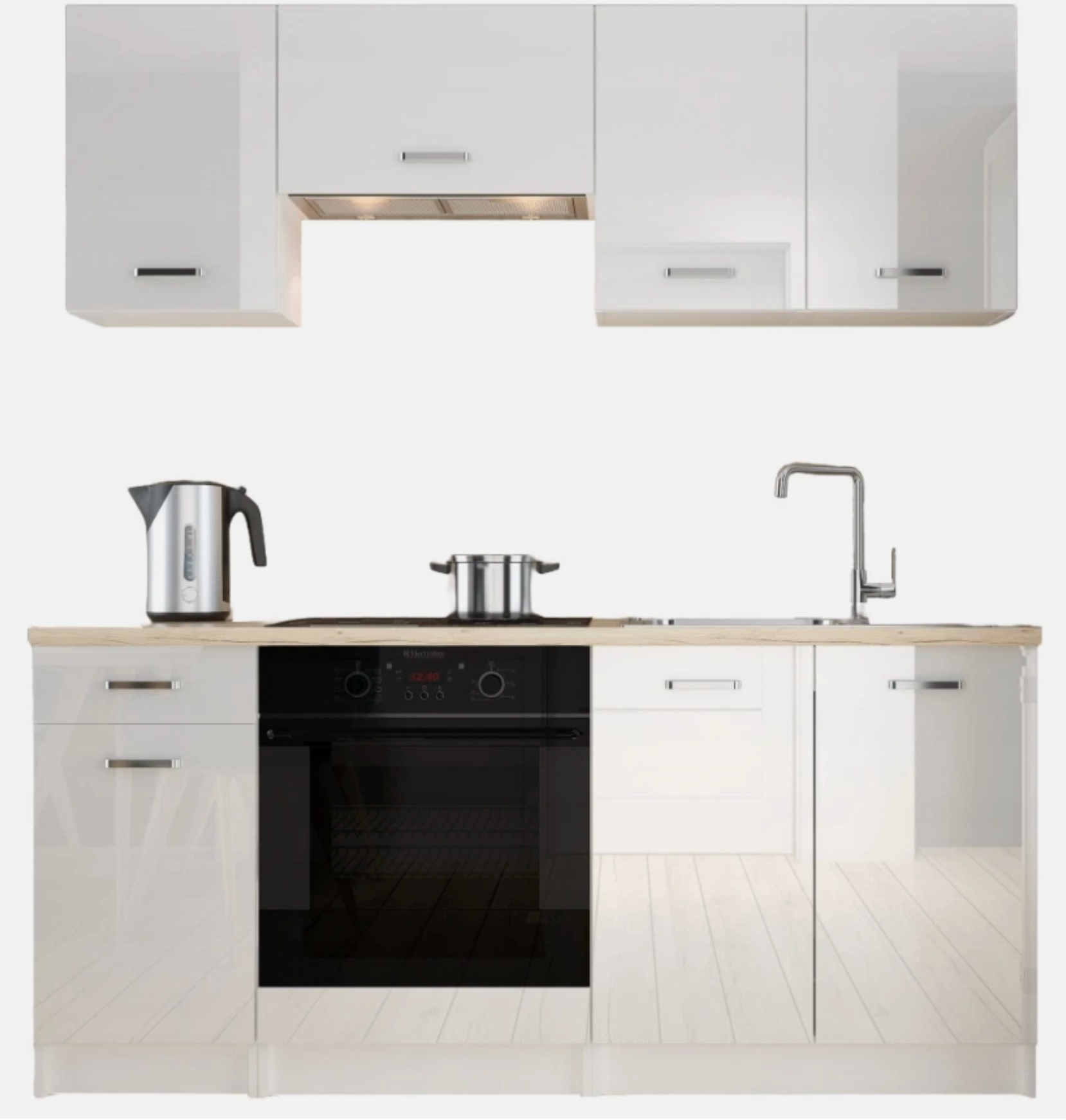 5-Piece Kitchen Cabinet Set, White Gloss, Easy Assembly & Maintenance