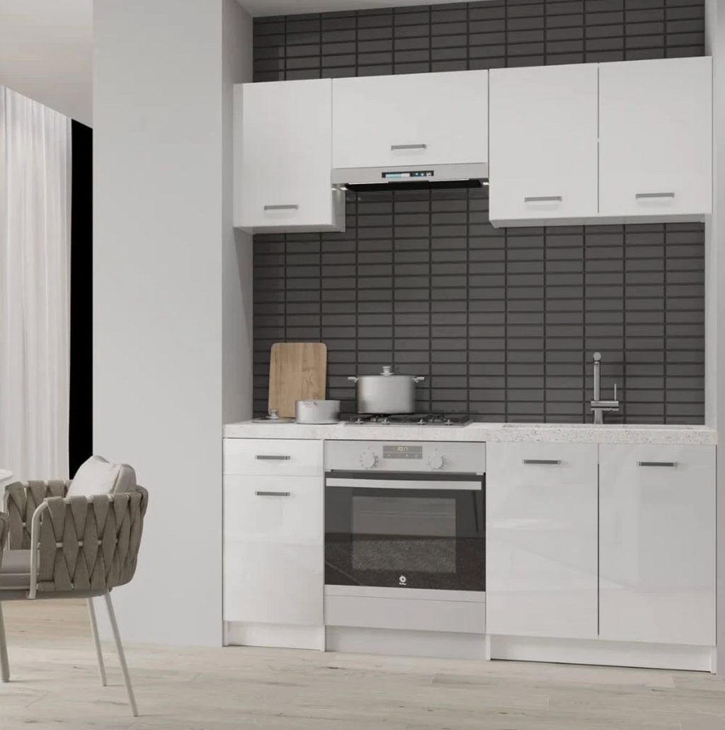 5-Piece Kitchen Cabinet Set, White Gloss, Easy Assembly & Maintenance