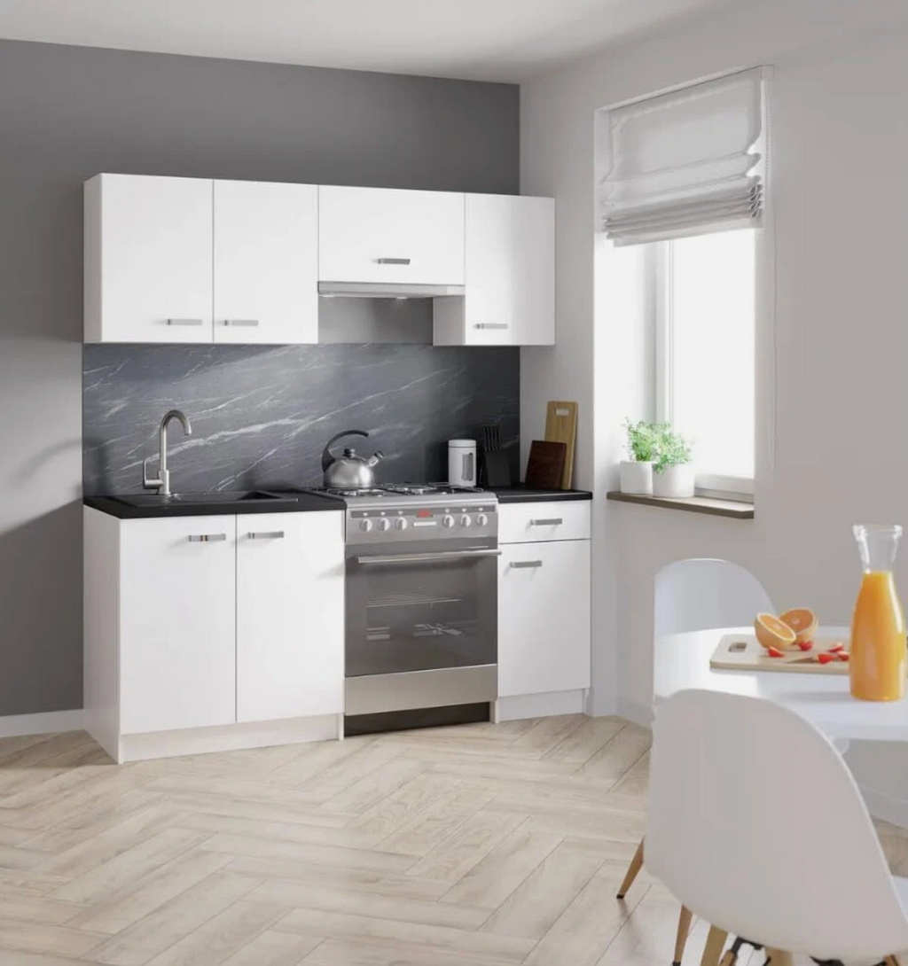 5-Piece Kitchen Cabinet Set, White Gloss, Easy Assembly & Maintenance