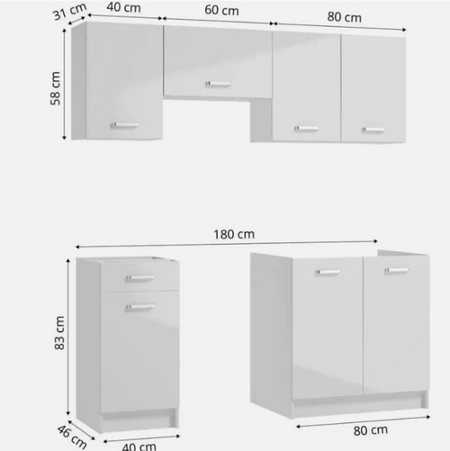 5-Piece Kitchen Cabinet Set, White Gloss, Easy Assembly & Maintenance